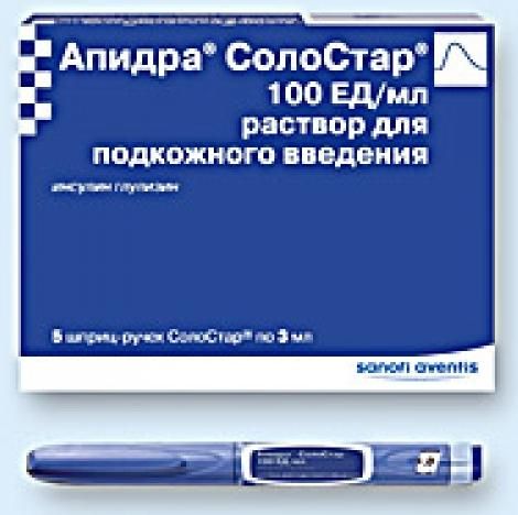 Апидра солостар 100ме/мл 3мл р-р д/ин.п/к. №5 шприц-ручка (Sanofi-aventis deutschland gmbh/ санофи-авентис восток зао)