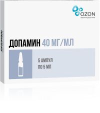 Допамин 40мг/мл 5мл конц-т д/р-ра д/инф. №5 амп. (ОЗОН ООО)