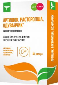 Эколеко комплекс экстрактов артишока,расторопши,одуванчика капс. №30 (ВНЕШТОРГ ФАРМА ООО (ВТФ ООО))