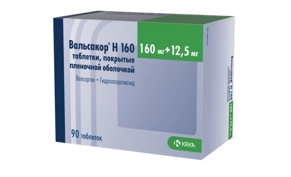 Вальсакор н 160мг+12,5мг таб.п/об.пл. №90