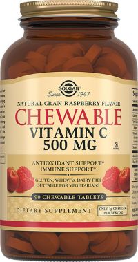 Солгар витамин c 500мг таблетки  №90 малина (SOLGAR VITAMIN AND HERB)