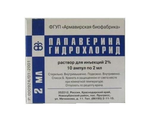 Папаверина гидрохлорид 20мг/мл 2мл р-р д/ин. №10 амп.