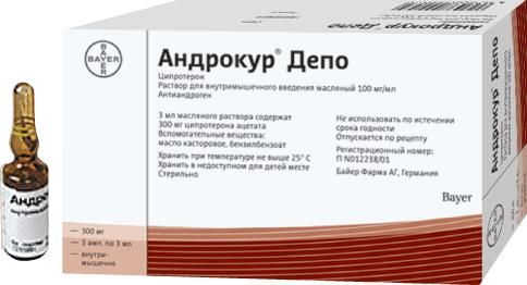 Андрокур депо 100мг/мл 3мл р-р масл.д/ин.в/м. №3 амп.