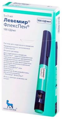 Левемир флекспен 100ме/мл 3мл р-р д/ин.п/к. №5 шприц-ручка (NOVO NORDISK A/S/НОВО НОРДИСК ООО)