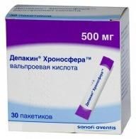 Депакин хроносфера 500мг гран.д/пр.внутр.пролонгирующие №30 пакетики