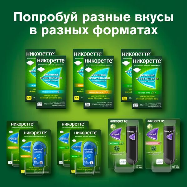 Никоретте 1мг/доза 150доз спрей д/пр.местн. №2 фл.-доз.  фруктово-мятный (Mcneil ab)