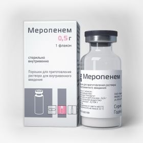 Меропенем 0,5г порошок для приготовления раствора д/ин.в/в. №1 флаконпачка карт.