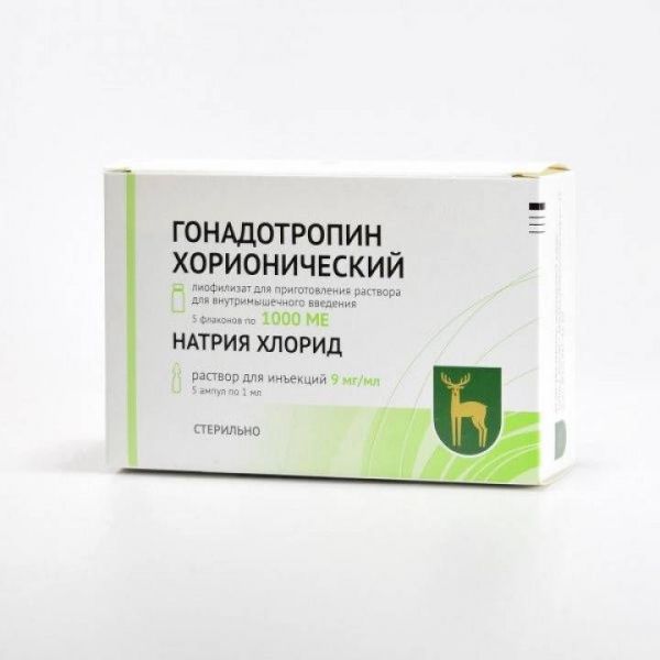 Гонадотропин хорионический 1000ед лиоф.д/р-ра д/ин.в/м. №5 фл.