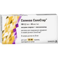 Соликва солостар 100ед+50мкг/мл 3мл р-р д/ин.п/к. №3 картридж в шприц-ручке (SANOFI-AVENTIS DEUTSCHLAND GMBH)