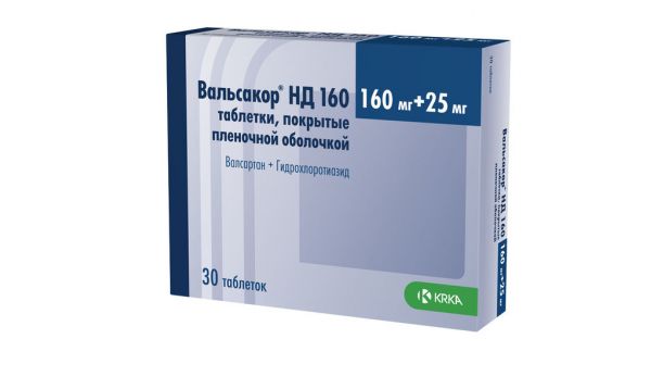 Вальсакор нд 160мг+25мг таблетки покрытые плёночной оболочкой №30