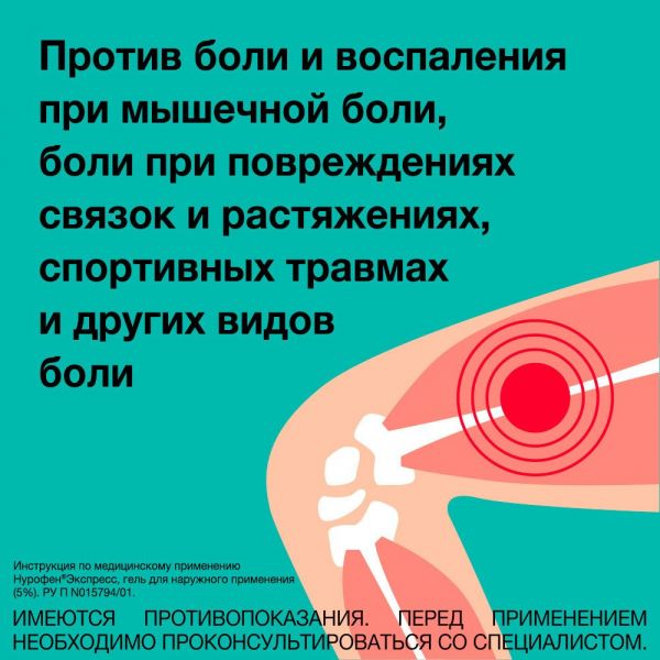 Нурофен экспресс 5% 100г гель д/пр.наружн. №1 туба (Reckitt benckiser healthcare limited)