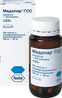 Мадопар гсс 100мг+25мг капс.модиф.высв. №100 (HOFFMANN-LA ROCHE LTD.)