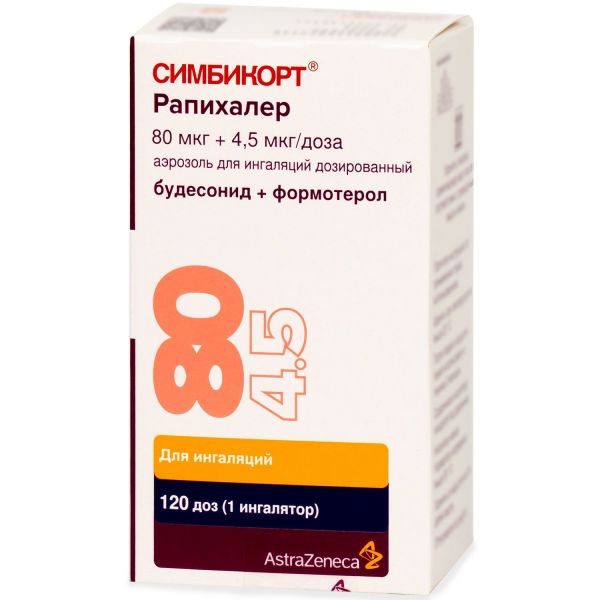 Симбикорт рапихалер 80мкг+4,5мкг 120доз аэр.д/инг.доз. №1 (Astrazeneca dunkerque production)