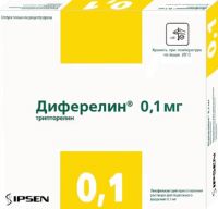 Диферелин 0.1мг лиоф.д/р-ра д/ин.п/к. №7 фл.  +раств.амп (IPSEN PHARMA BIOTECH)