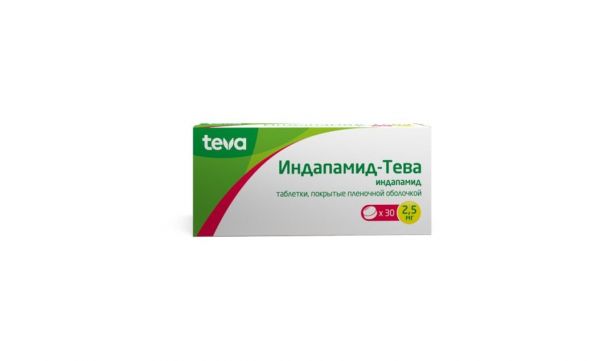 Индапамид-тева 2,5мг таб.п/об.пл. №30 (Balkanpharma-dupnitza ad)