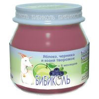 Бибиколь пюре 80г творог козий черника яблоко (БИБИКОЛЬ)