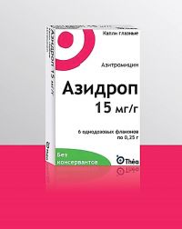 Азидроп 15мг/г 0,25г капли глазн. №6 фл.полим. (UNITHER LABORATOIRE S.A.)