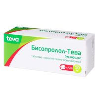 Бисопролол-тева 10мг таб.п/об.пл. №50 (TEVA PHARMACEUTICAL INDUSTRIES LTD.)