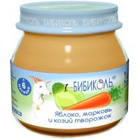 Бибиколь пюре 80г творог козий яблоко морковь (БИБИКОЛЬ)