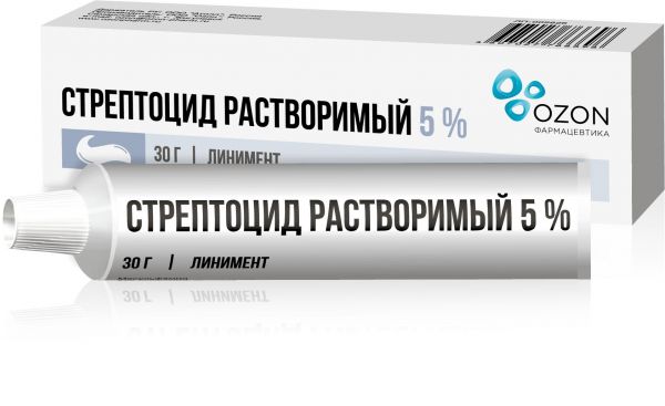 Стрептоцид растворимый 5% 30г линимент №1 туба