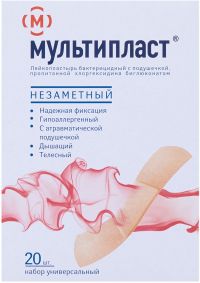 Лейкопластырь мультипласт бактерицидный набор №20 шт.  незаметный (НОВОСИБХИМФАРМ ОАО)