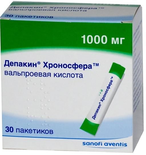 Депакин хроносфера 1000мг гран.д/пр.внутр.пролонгирующие №30 пакетики