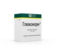 Глюконорм 2,5мг+400мг таблетки покрытые плёночной оболочкой №40 (M.J.BIOPHARM/ ФАРМСТАНДАРТ-ТОМСКХИМФАРМ ОАО [ТОМСК])