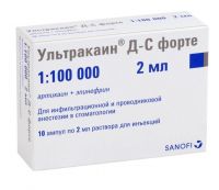 Ультракаин д-с форте 40мг+10мкг/мл 2мл р-р д/ин. №10 амп. (DELPHARM DIZHON)