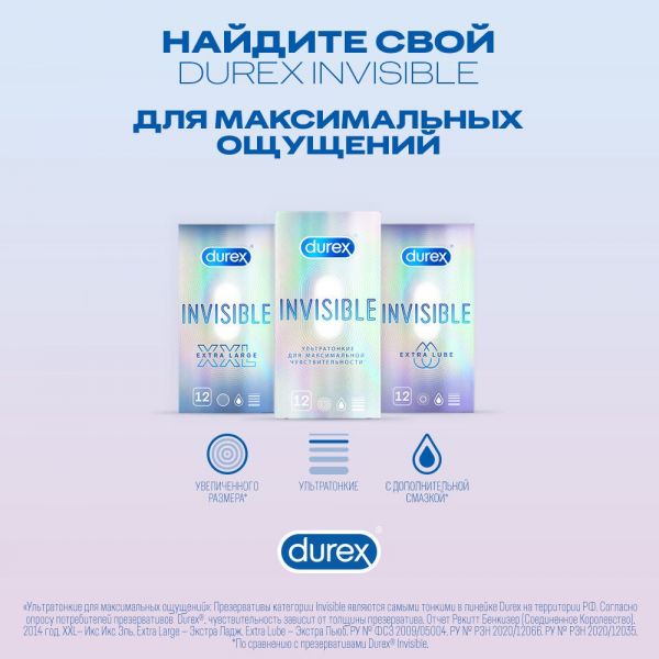 Презерватив durex №12 invisible extra lube (Reckitt benckiser healthcare limited)