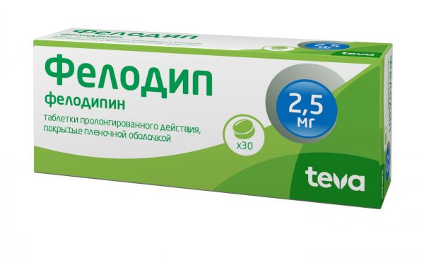 Фелодип 2.5мг таб.п/об.пролонг. №30 (Klocke pharma-service gmbh/teva czech industries s.r.o.)