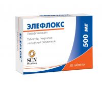 Элефлокс 500мг таб.п/об.пл. №10 (SUN PHARMACEUTICAL INDUSTRIES LTD.)