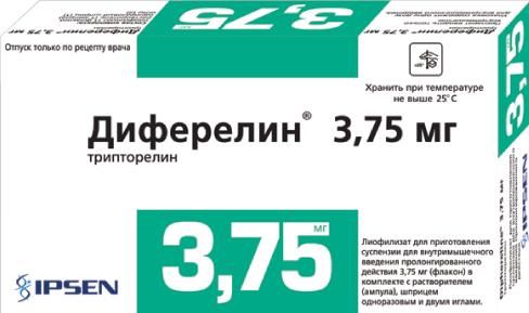 Диферелин 3.75мг лиоф.д/сусп.д/ин.в/м.пролонг. №1 фл.  +раств.амп +шприц