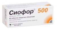 Сиофор 500мг таблетки покрытые плёночной оболочкой №60 (NORTON [WATERFORD]/ IVAX PHARMACEUTICALS S.R.O.)