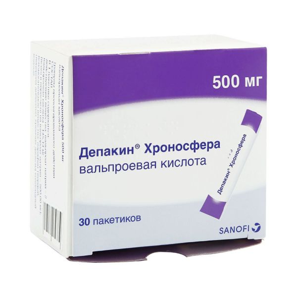 Депакин хроносфера 500мг гран.д/пр.внутр.пролонгирующие №30 пакетики