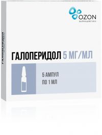 Галоперидол 5мг/мл 1мл р-р д/ин.в/в.,в/м. №5 амп. (ОЗОН ООО)