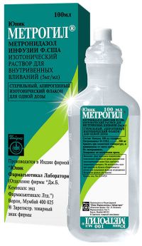 Метрогил 5мг/мл 100мл р-р д/ин.в/в. №1 фл. (UNIQUE PHARMACEUTICAL LABORATORIES)