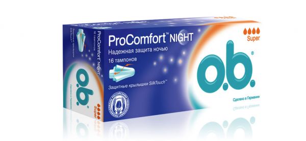 О.б. тампоны procomfort night №16 супер